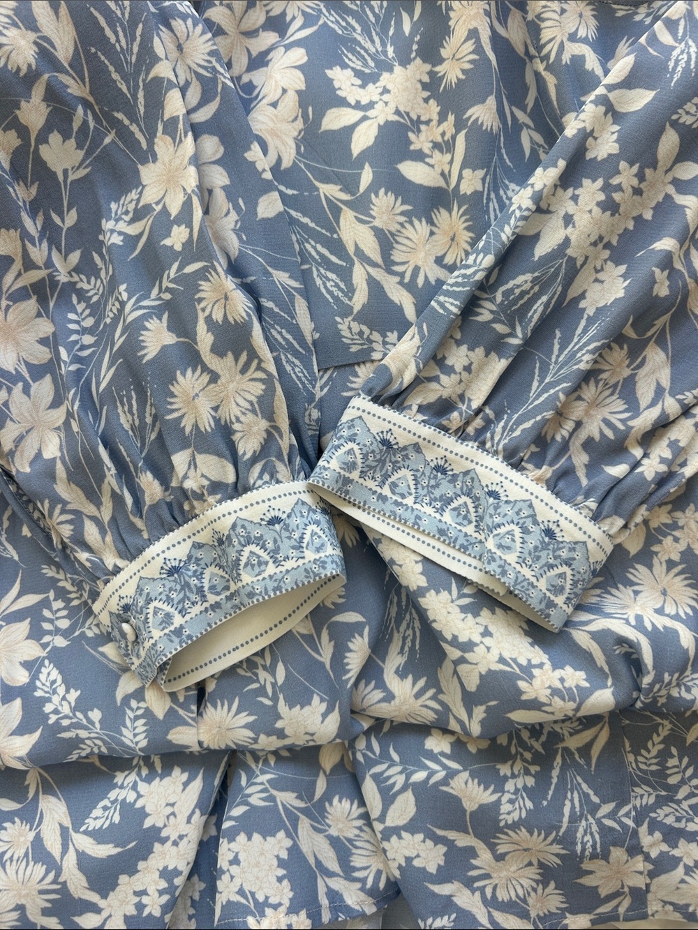 ANTONIO MELANI - born on fifth/ Blue and White Floral Long Sleeve Midi Dress - Picture 8 of 9